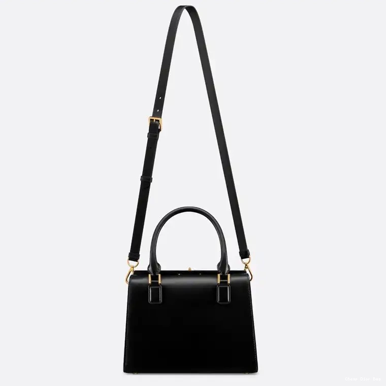 Cheap Dior Bag Calfskin Box Boston Black Dior Bag Medium 0507